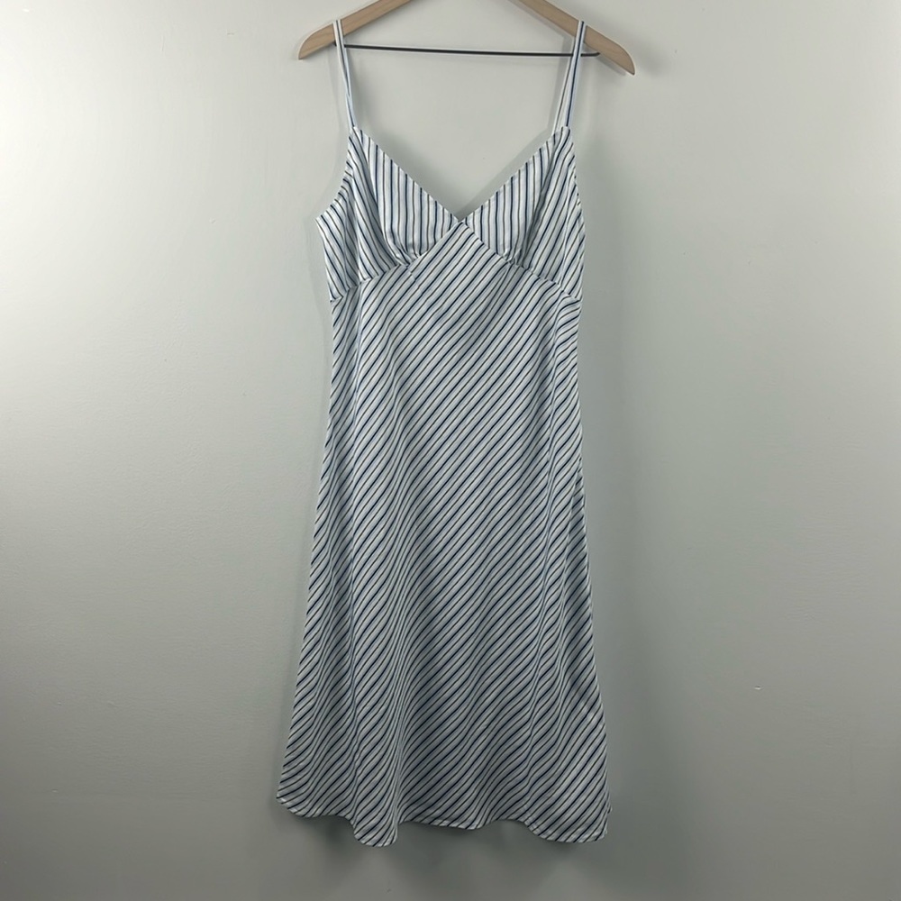 Michael Kors Striped Strappy Linen Blend Midi Sundress Womens Size L